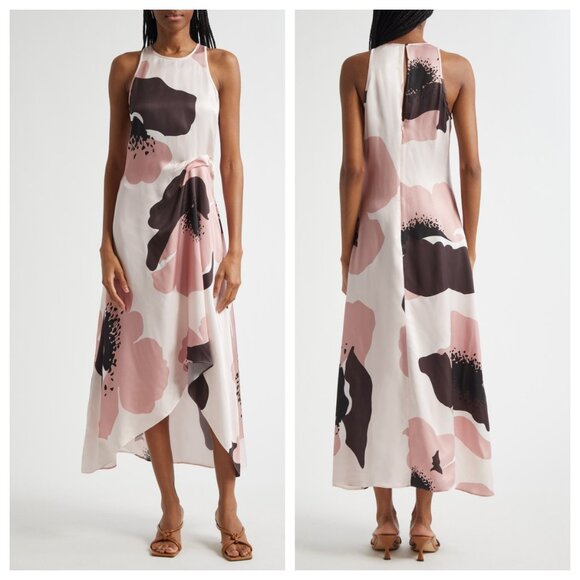 Reiss Michalie Floral Satin Midi Dress - Picture 1 of 2